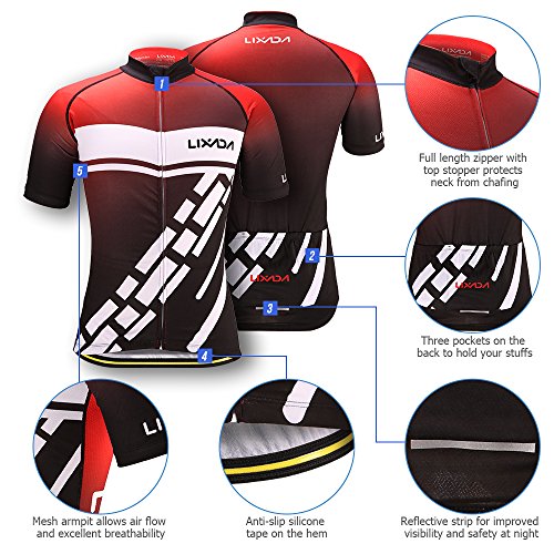 image for Lixada Men's Cycling Jersey Set Bicycle Short Sleeve Set Quick-Dry Bre