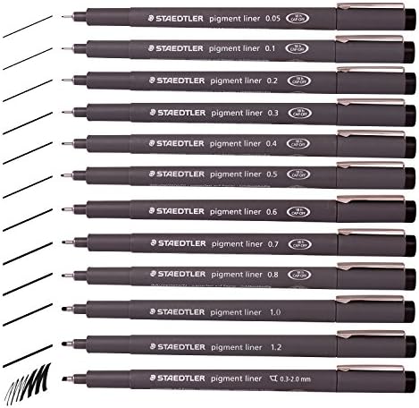 Staedtler Pigment Liner 308 (Bundle 0.05 mm~1.2 mm) Box of 12