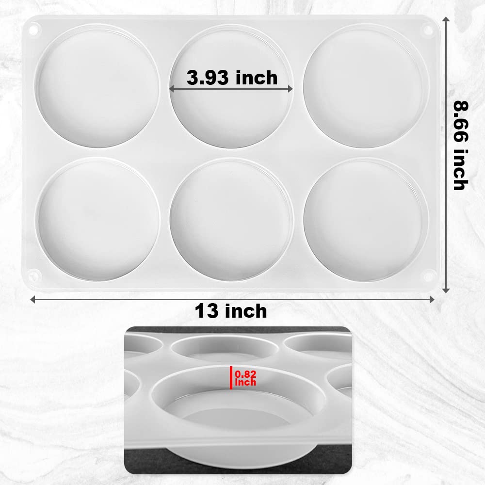RESINWORLD 6-Cavity Deep Round Coaster Molds, 4 Inches Coaster Silicone Molds for Epoxy Resin, Coaster Resin Molds for Flower Bouquet Preservation