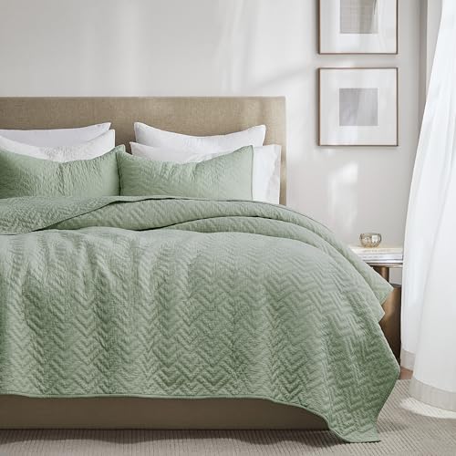 Palassio Sage Green Cotton Quilt Bedding Set