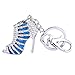 EVER FAITH Austrian Crystal Blue Enamel Sexy High Heel Shoe Keychain Clear Silver-Tone