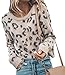 HZSONNE Women's Casual Leopard Crew Neck Loose Fit Sweater Long Sleeve Slouchy Pullover Knitted Fuzzy Jumper Tops (Apricot,Medium)
