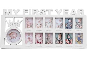 KLEOAD My First Year Newborn Keepsake Frame 12 Months Milestone Photo Frames Mothers Day Accessory Nursery Decoration, Pictur