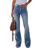 Koinshha Womens High Waisted Jeans Boyfriend Stretch Flare Casual Bootcut Denim Pants