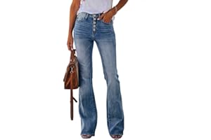 Koinshha Womens High Waisted Jeans Flare Stretch Boyfriend Casual Bootcut Denim Pants