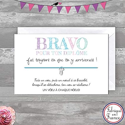 Carte De Voeux Bravo Pour Ton Diplome Bracelet Porte Bonheur 1