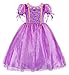 HenzWorld Rapunzel Costume Girls Birthday Party Dress Princess Accessories Braid Headband Tiara Set