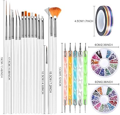 فرش تجميل الأظافر طقم تصميم ثلاثي الأبعاد لطلاء الأظافر مع 15 فرشاة جل أظافر وقلم تنقيط الأظافر و5 قطع و12 لون ا و10 شريط لاصق للأظافر للأظافر للأظافر من الأكريليك Amazon Ae