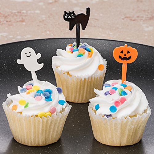 Prextex 72 Pack Plastic Halloween Cupcake Picks Ghost Jack