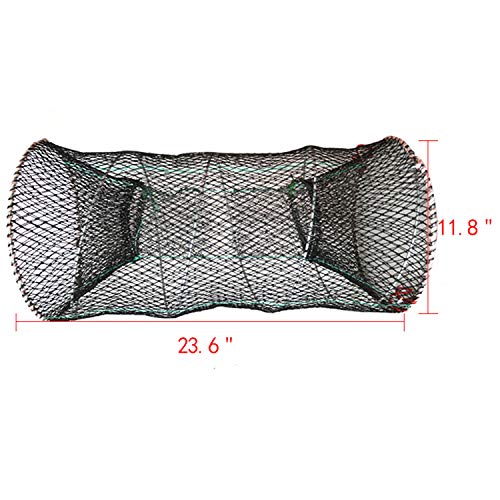 YaeGarden Collapsible Cast Net Fishing Nets Crab Trap Crawfish Lobster Shrimp Cast Net Portable Folded Fishing Accessories (11.8" x 23.6" (30cm x 60cm))