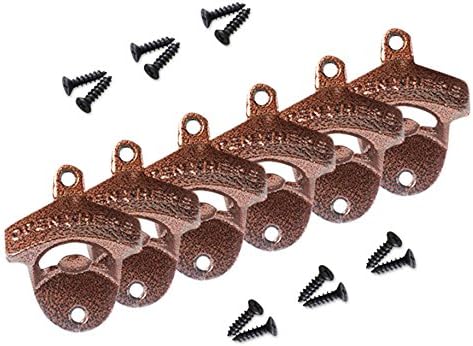 ProStuff Cast Iron Wall Mount Bottle Openers with Mounting Screws (Set of 6)
