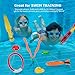 Coogam Diving Toy 19PCS Pool Accessories Set 4 Dive Ring,4 Throw Torpedo Bandit,3 Stringy Octopu,8 Jewel Gem for Pool Sinking Swim Game Underwater Training Play Water Toypedo for Kid Child Boy Girl
