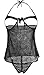Women's Swirl Mesh Babydoll Set Lingerie Nightwear Sleepwear Dress