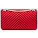 Women Fashion Shoulder Bag Jelly Clutch Handbag Quilted Crossbody Bag with Chain - Red