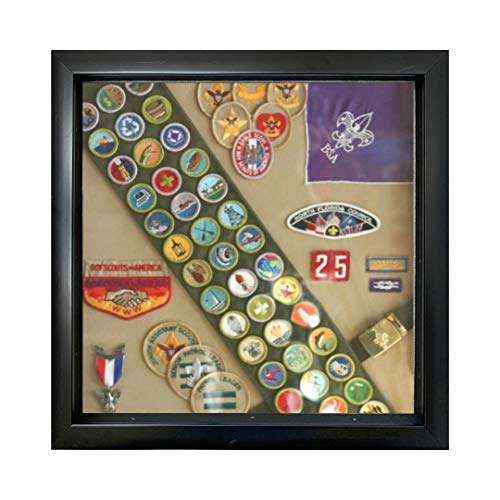 12x12" White Display Shadow Box Frame with 8 Push Pins and a Linen Background - Ready To Hang Shadowbox Picture - Easy to Use - Box Display, Baby, Sports Uniforms, Military Medals, Pins, Wedding. - Thumbnail 5