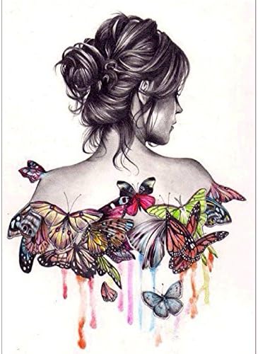 Hecentur 5D Diamond Painting By Number Kits 5D Butterfly Beauty Girl Diamond DIY Painting Craft KitFull Drill Decorating Wall Stickers Number Kit Craft Home Wall Decor