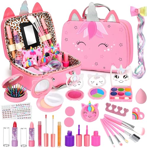 Uniiking® Kids Makeup Girls Toys - Washable Makeup Kit Kid Children Princess Dress Up Christmas Birthday Gifts Toys for 3 4 5 6 7 8 9 10 11 12 Year Old Girls