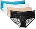 Calvin Klein Women's 4 Pack Stretch Lace Hipster Panty, Black/White/Bare/Coastal, Medium