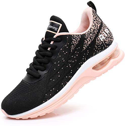 MEHOTO Womens Fashion Lightweight Tennis Walking Shoes Sport Air Fitness Gym Jogging Running Sneakers (Peachblack US 9.5 B(M)