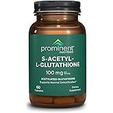Prominent Nutrition S-Acetyl L-Glutathione Supplement - Clinically Researched Emothion Acetylated Glutathione for Normal Liver Detoxification Support & Optimal Antioxidant Effect, Vegan - 1 Pack