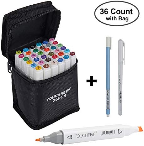 CRUODA 36 Colors Alcohol-Based Dual Tip Art Markers Pens Highlighters with Zipper Carrying Bag Hand Painted Design Pencil Perfect for Kids Adults Sketching, Painting, Highlighting, Underlining
