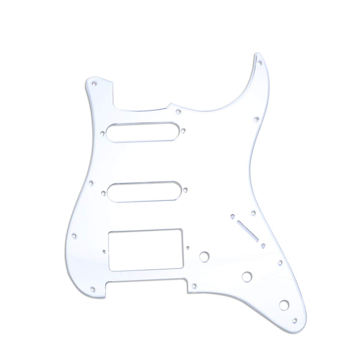 Musiclily HSS 11 Hole Guitar Strat Pickguard for Fender USA/Mexican Made Standard Stratocaster Modern Style, 1Ply Silver Mirror Acrylic