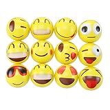 24 Colorful Emoji Stress Balls - Squishy, Squeezable Fidget Toy for Kids Materials for Lasting Use - Cool Squeeze Balls Improve Anxiety and ADHD - Great Party Favors or Classroom Toys