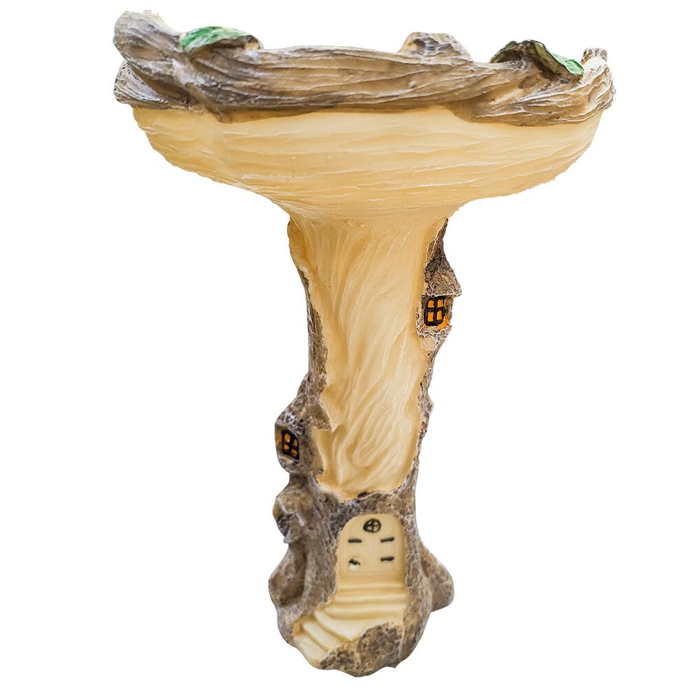Uposao Fairy House Bird Bath in Brown Tree Stump Pedestal Bird Feeder and Birdbath Bowls for Outside Handmade Wild Bird Feeder Pedestal for Decorating Outdoor