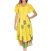 Sakkas Kai Palm Tree Caftan Tank Dress/Cover Up