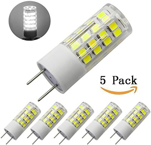 G8 Led bulb 120V, 6000K daylight White T4 G8 gy8.6 Bi-pin base Xenon JCD type led halogen g8 bulb replacement 35W to 40W equivalent-5packs (6000K Daylight White)