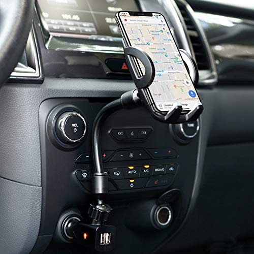 Amoner Car Mount, Upgraded 3-in-1 Cigarette Lighter Car Phone Holder Cradle with Dual USB 2.1A Charge for iPhone 11 Pro Max XS Max X 8 7 Galaxy S10 S9 S8 and Smartphones up to 6.5 inches - Thumbnail 7
