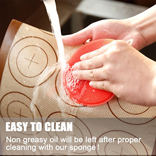 Silicone Baking Mat Set - 2 Pack Non-Stick Silicon Liner for Bake Pans & Rolling with Measurements, Heat Resistant Cookie Sheets for Macaroon/Pastry/Cookie (16" x 11.5", Brown) - Thumbnail 7