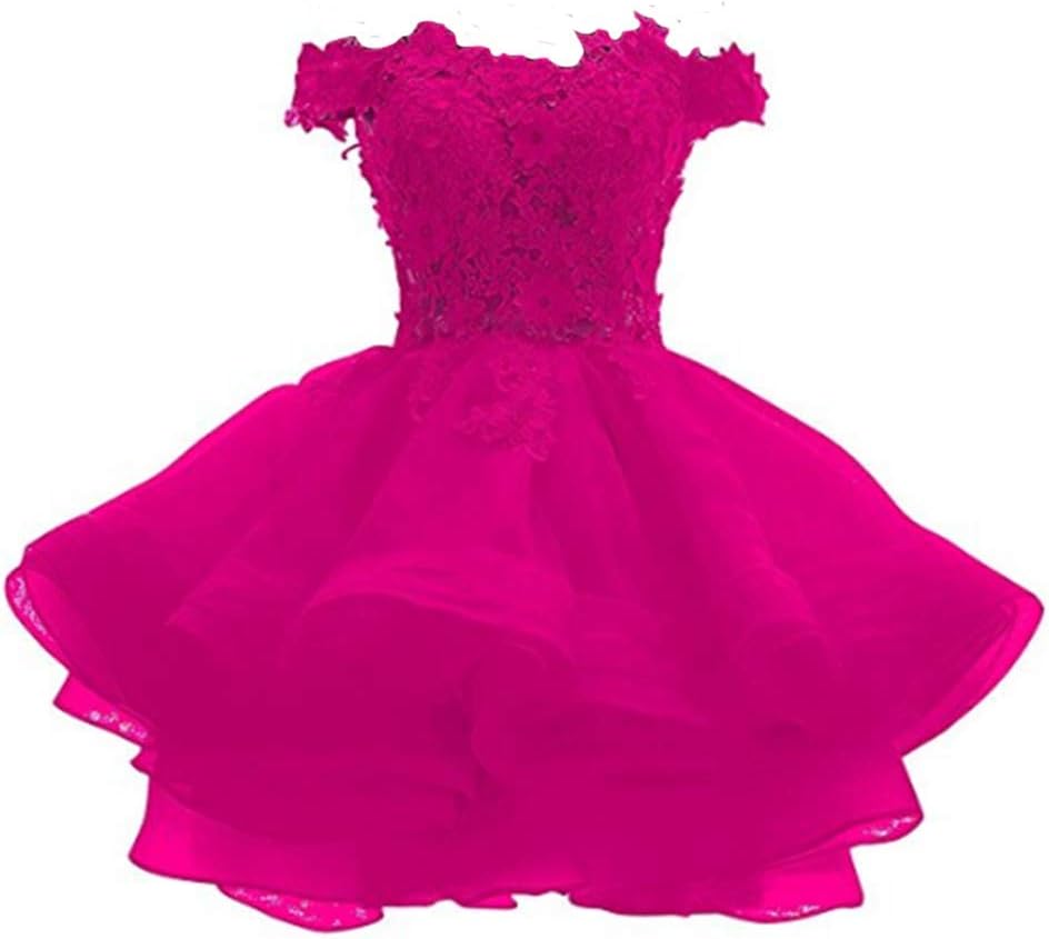 ANGELA Women's Off The Shoulder Organza Short Homecoming Dresses