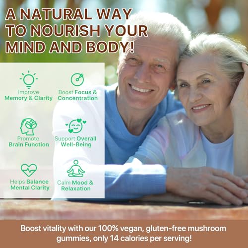 Mushroom Gummies, 80 Count Mushroom Supplement Gummies with Ashwagandha, Lion's Mane, Reishi & Chaga - All in One 2500mg Functional Mushrooms Support Immunity & Energy, Boost Vitality Overall Health