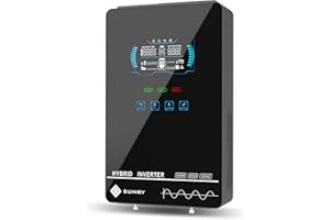 SRGFTS SUMRY Hybrid Solar Inverter, 4000W DC 24V to AC 120V Pure Sine Wave Power Converter, Glass Top Cover with LCD Display, 140A MPPT Charge Controller, Supports Battery-Less or AGM Lithium Battery