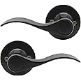 Probrico 1 Pair Black Wave Style Dummy Door Lever for Interior Door,Left Hand and Right Handed, Non-Functioning