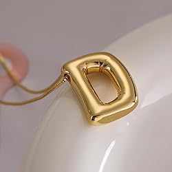MTINEAPS Bubble Letter Necklace Gold Initial
