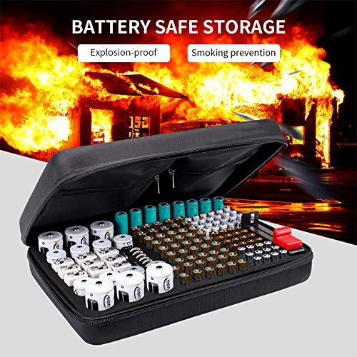 Keenstone Battery Organizer Storage Case, Fireproof Waterproof