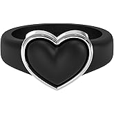 Rinfit Women’s Heart Ring – Silicone Wedding Band with Metal Heart, Cubic Zirconia or Plain Metal Frame - Patent Pending Design