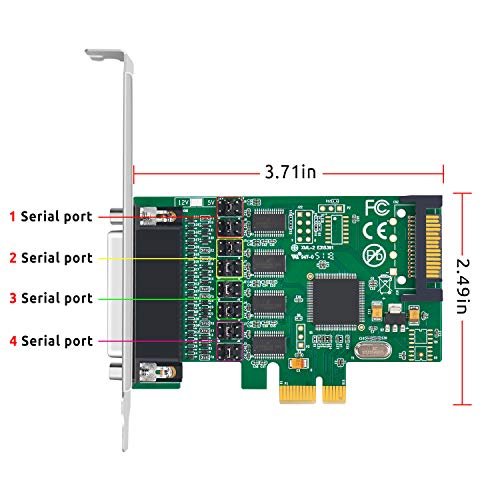 QNINE 4 Port PCIe RS232 Serial Adapter Card with Breakout Cable and Low Profile Backet (IO-PCE384P-PR4S) - Thumbnail 5