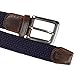 Moonsix Braided Stretch Belts for Men,PU Leather Elastic Fabric Woven Webbing Belt ,Style 1-Navy Blue