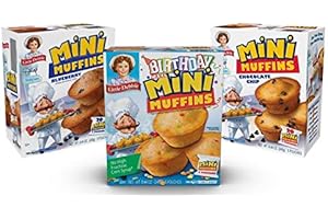 Little Debbie Mini Muffin Variety Pack, Birthday Cake, Blueberry, Chocolate Chip (1 Box Each)