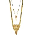 Aport Home Presents Traditional Necklace Pendant Gold Plated Hand Meena 30Inch Long and Love Heart 18Inch Short Combo of 2 Mangalsutra/Tanmaniya/Nallapusalu/Black Beads #Aport-1597