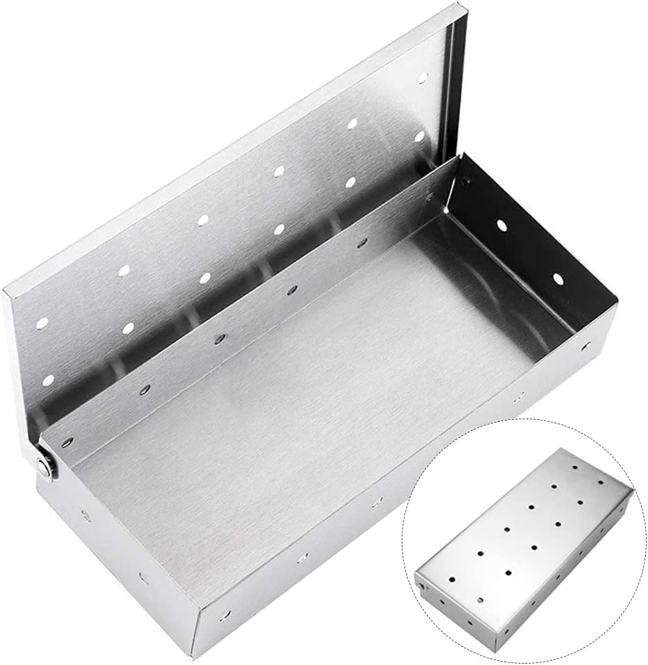KEPKKU Stainless Steel BBQ Smoker Box for Charcoal/Gas Grills