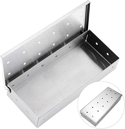 KEPKKU Stainless Steel BBQ Smoker Box for Charcoal/Gas Grills