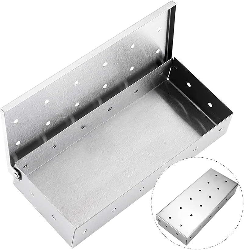 KEPKKU Stainless Steel BBQ Smoker Box for Charcoal/Gas Grills