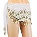Hip Scarfs for Belly Dancing, 10PCS Belly Scarf for Dancing with 128-Gold Coins, Sequins Bellydance Hip Skirt Scarves Waist Costume Belt Chiffon Dangling Skirts for Girls Women