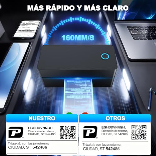 OFICHIDO Impresora Térmica de Etiquetas Bluetooth, 4x6 Impresión de Etiquetas de Envío Nalambrica, Control Inteligente de Temperatura, con Memoria USB, Compatible con Casi Todas Las Plataformas