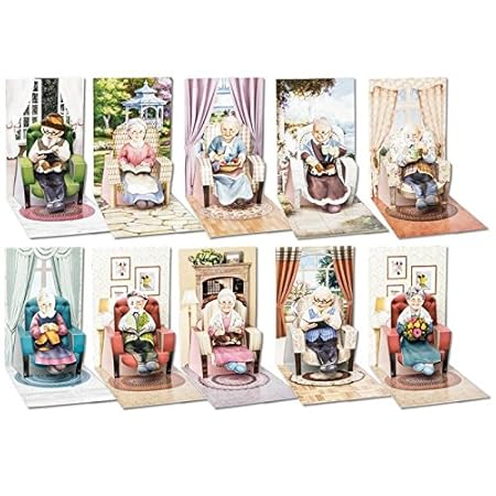 3-D Pop-Up Grußkarten'Sessel', inkl. 3-D Motive'Oma & Opa' und Umschläge, 40-teilig | Bastelset für Geburtstagskarten | Karte