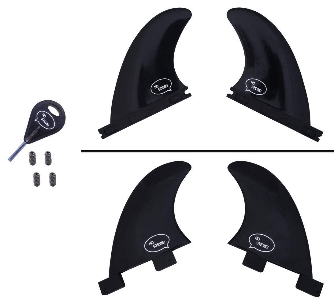 Ho Stevie! Surfboard Side Bite Fins/Rear Trailer Fins - Stronger Than Regular Nylon Fins - Fin Key and Screws Included